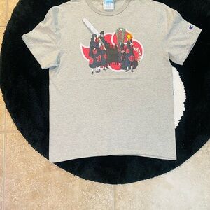 Naruto X Champion Gray Short Sleeve Tee with Graphic Design